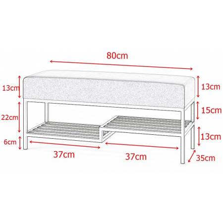 Ławka LOFT z półką na buty 80 cm MILANO L2 złota
