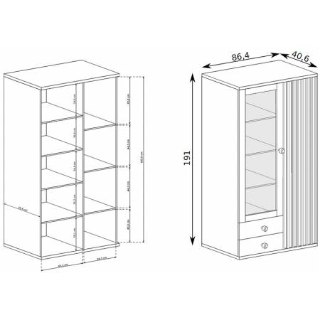 Witryna 86 cm Lamel