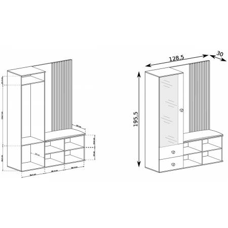 Garderoba 128 cm Lamel
