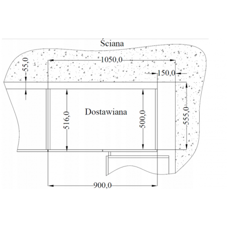 Szafka kuchenna narożna dolna 90 cm antracyt NIVA regulowane nogi 105 ND 1F BB