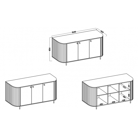 Komoda beżowa zaokrąglone boki frez 830 OLIVO