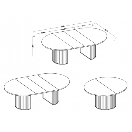 Stół okrągły rozkładany 100 cm dąb cremona frezowana podstawa OLIVO