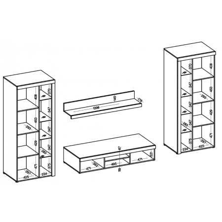 Meblościanka 300 cm Ramon dąb olejowany zestaw mebli do salonu