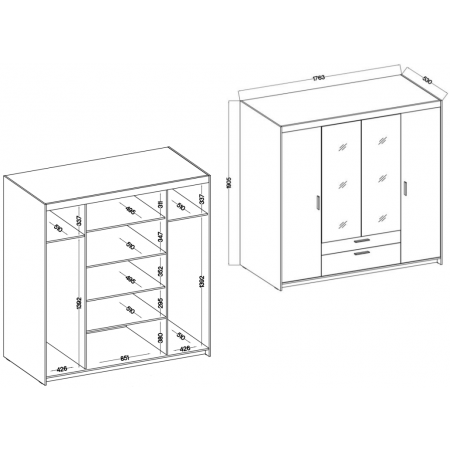 Szafa z nadstawką 176 cm garderoba TRINO dąb olejowany