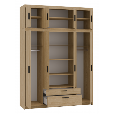 Szafa z nadstawką 176 cm garderoba TRINO dąb olejowany