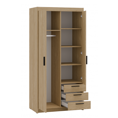 Szafa z nadstawką szufladami 90 cm uchylna 2D TRINO dąb olejowany