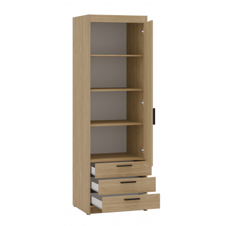 Wąska szafa z szufladami 60 cm jednodrzwiowa TRINO dąb olejowany