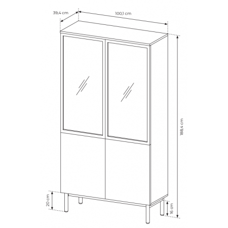 Witryna wysoka LAVARO czarny + dąb evoke LED