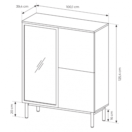 Witryna niska LAVARO czarny + dąb evoke LED