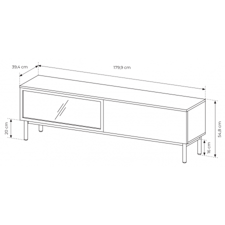 Stolik RTV 180 cm witryna LED LAVARO