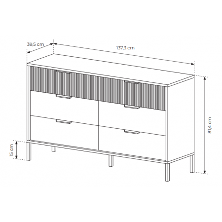 Komoda z 6 szufladami 138 cm BALEO stył skandynawski