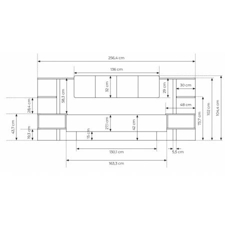 Łóżko 160 x 200 cm stelaż metal pojemnik stoliki + LED beż DAVE