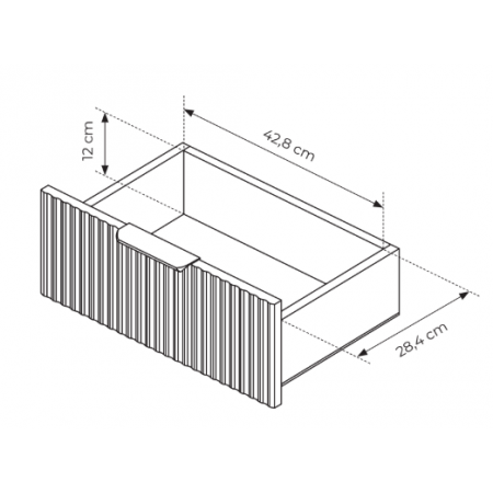 Komoda 2-drzwiowa z szufladami ryflowane fronty zaokrąglone boki LANETT
