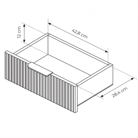 Szafka nocna z szufladami beż + złoty ryflowane fronty zaokrąglone boki  LANETT