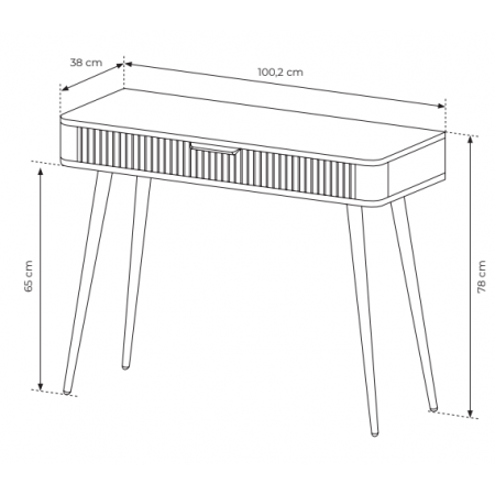 Toaletka 100 cm beż + złoty ryflowane fronty zaokrąglone boki  LANETT