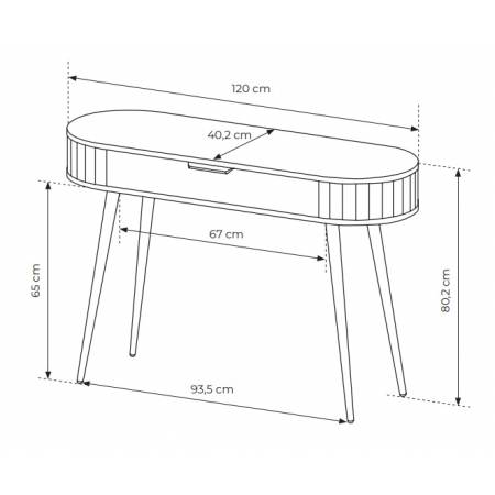 Toaletka z szufladą ryflowana dąb cremona 120 cm 2D1S LAVIA