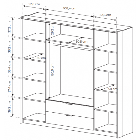 Szafa 220 cm w stylu LOFT 4-drzwiowa z lustrem  MONTI