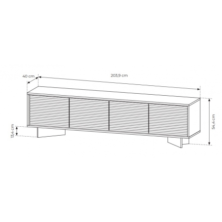 Ryflowana szafka RTV 200 cm  stolik pod telewizor + LED SIMO
