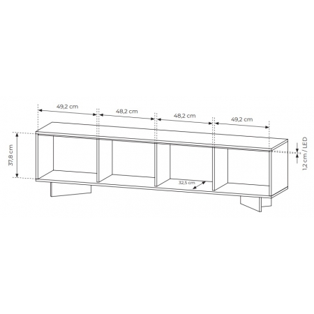 Ryflowana szafka RTV 200 cm  stolik pod telewizor + LED SIMO