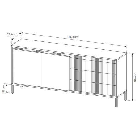 Duża Komoda ryflowana 187 cm z szufladami SONEO beżowa