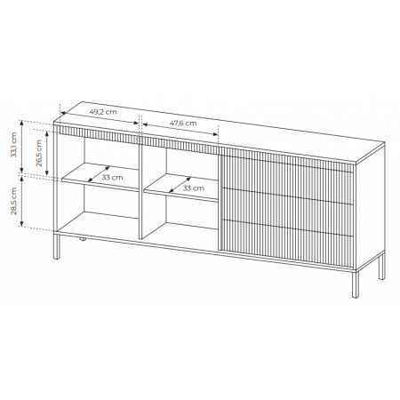 Duża Komoda ryflowana 187 cm z szufladami SONEO beżowa
