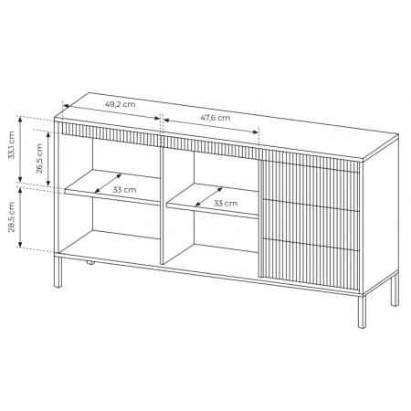 Komoda ryflowana 150 cm 2-drzwiowa z szufladami SONEO czarna