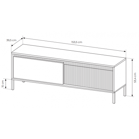 Stolik RTV ryflowane fronty 150 cm 2-drzwiowa SONEO czarna