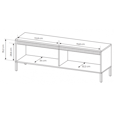 Stolik RTV ryflowane fronty 150 cm 2-drzwiowa SONEO czarna