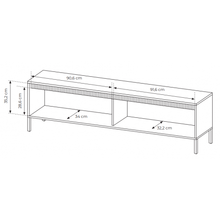 Duża Komoda RTV ryflowane fronty 187 cm 2-drzwiowa SONEO czarna