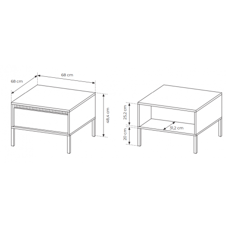 Stolik kawowy z szufladą ryflowane fronty SONEO czarna
