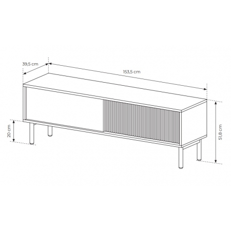 Stolik pod telewizor 150 cm ryflowany front TIAGO dąb cremona