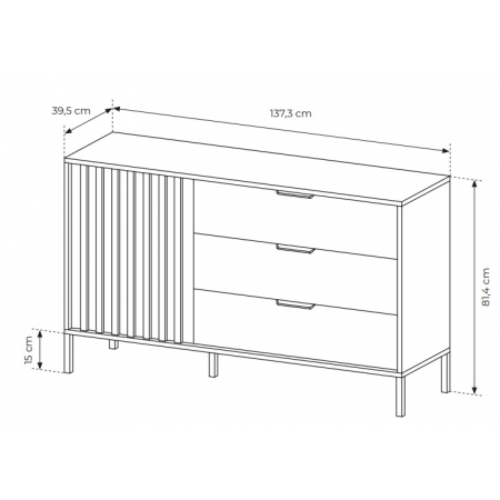 Komoda z lamelami 138 cm TOMY dąb artisan