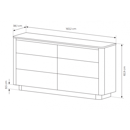 Komoda z 6 szufladami 163 cm TIAGO dąb cremona + czarny