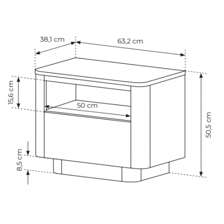 szafka nocna 63 cm TIAGO zaokrąglone boki