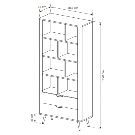 Nowoczesny regał z szufladami VIRGO dąb dunin + czarny