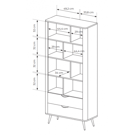 Nowoczesny regał z szufladami VIRGO dąb dunin + czarny
