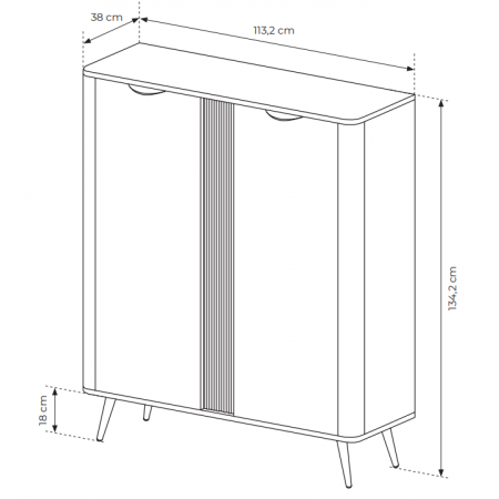 Komoda wysoka ryflowana listwa VIRGO dąb dunin + czarny