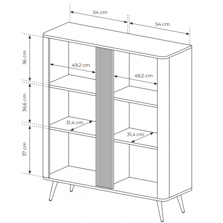 Komoda wysoka ryflowana listwa VIRGO dąb dunin + czarny