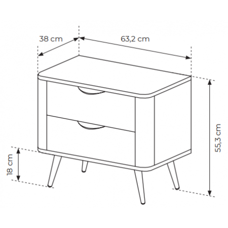 Szafka nocna z szufladami ryflowana listwa VIRGO dąb dunin + czarny