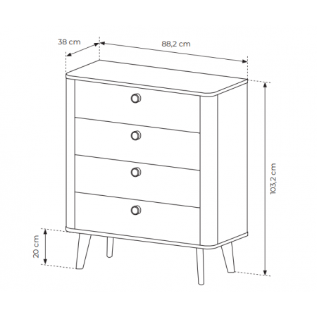 Komoda 4 szuflady w stylu skandynawskim 88 cm VICOI
