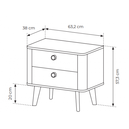 Stolik nocny z szufladami w stylu skandynawskim  VICOI