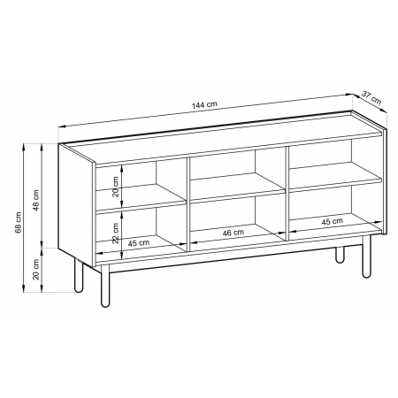 Pojemna Komoda trzydrzwiowa 144 / 68 cm styl BOHO