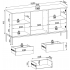 Szeroka komoda z witryną i szufladami frezowane fronty 104 cm SEDRO oświetlenie LED