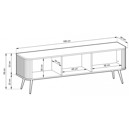 szafka RTV 168 cm ryflowany front ZAVO kaszmir