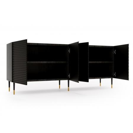 Komoda 180 cm  pod TV ryflowane fronty 4D IMPRES pistacjowa zieleń