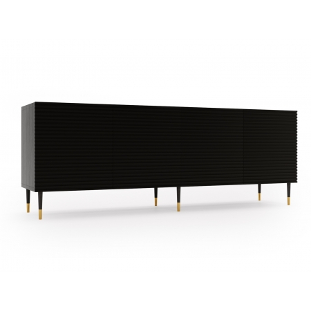 Komoda 180 cm pod TV ryflowane fronty 4D IMPRES czarna