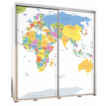 Szafa z grafiką 205 cm Plato Mapa Świata 2