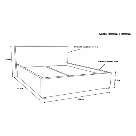 Łóżko tapicerowane z pojemnikiem 200 x 200 cm LIONE MAXI