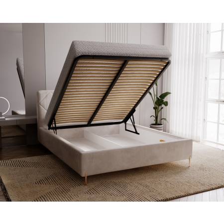 Łóżko tapicerowane z pojemnikiem 200 x 200 cm BENICI