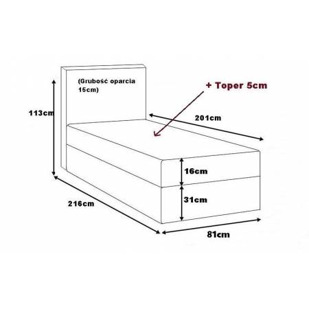 Łożko kontynentalne 80x200 MIRA 1